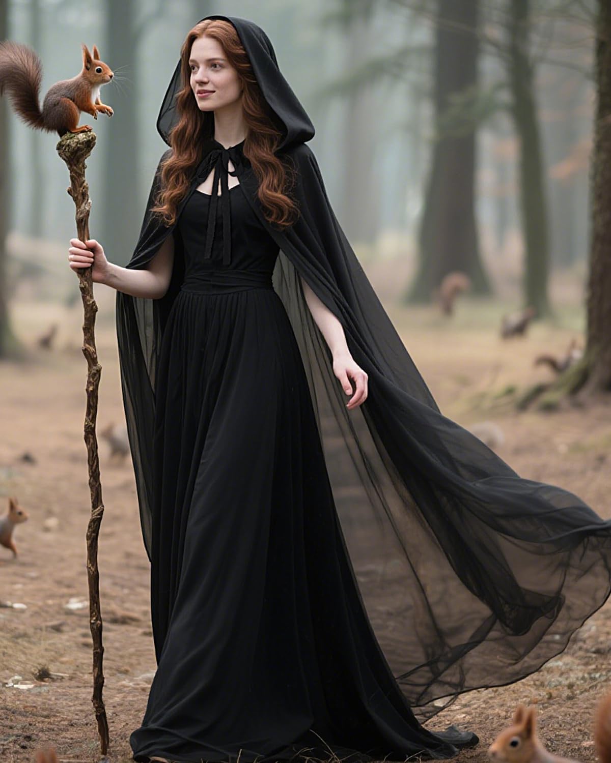 Chiffon Hooded Cloak Medieval Renaissance Fantasy Cape for Women - Image 6