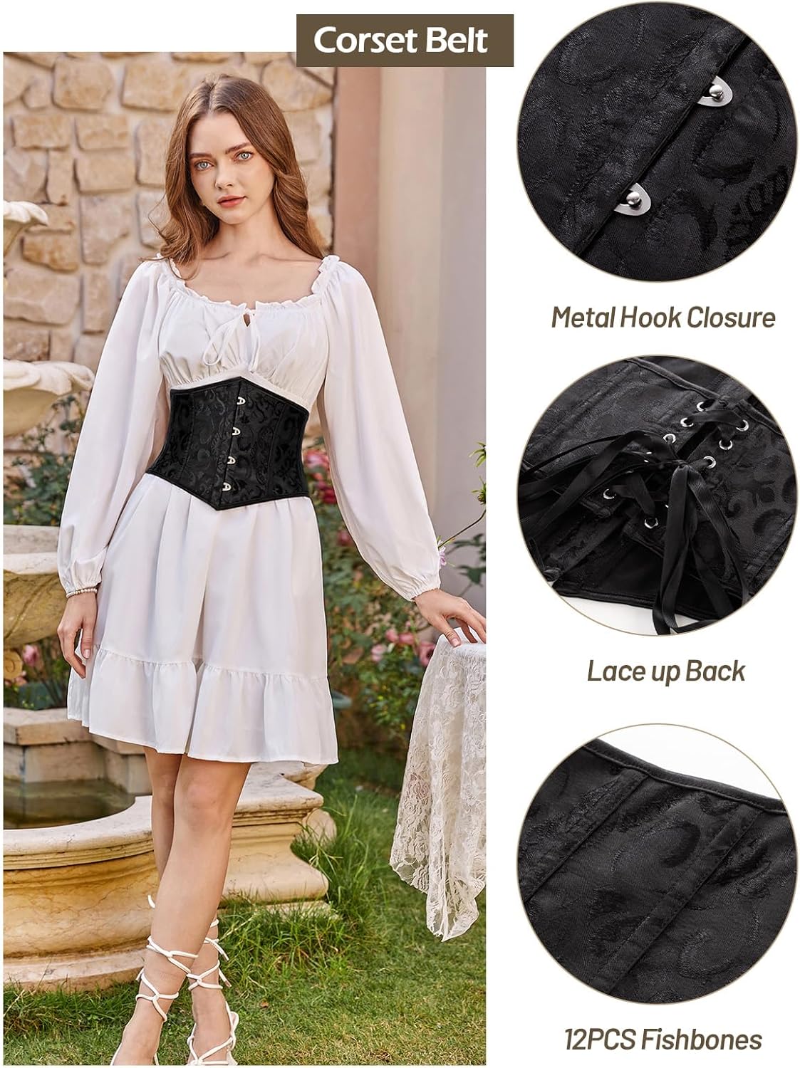 Scarlet Darkness Corset Belt for Women Fishbone Wide Waist Corset Pirate Belt - Image 3