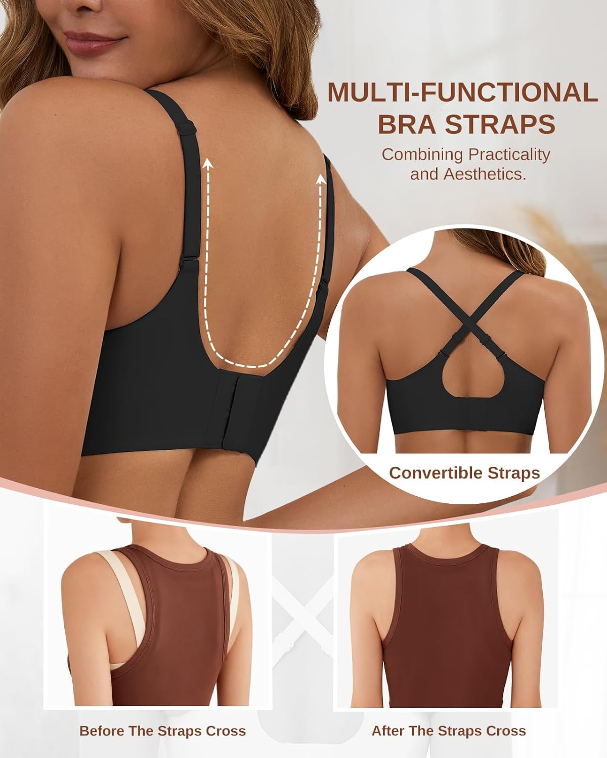 Womens Wireless Bras Push Up Bralette Supportive Everyday Bras Seamless Full Coverage Comfort T-Shirt Bra - Image 5