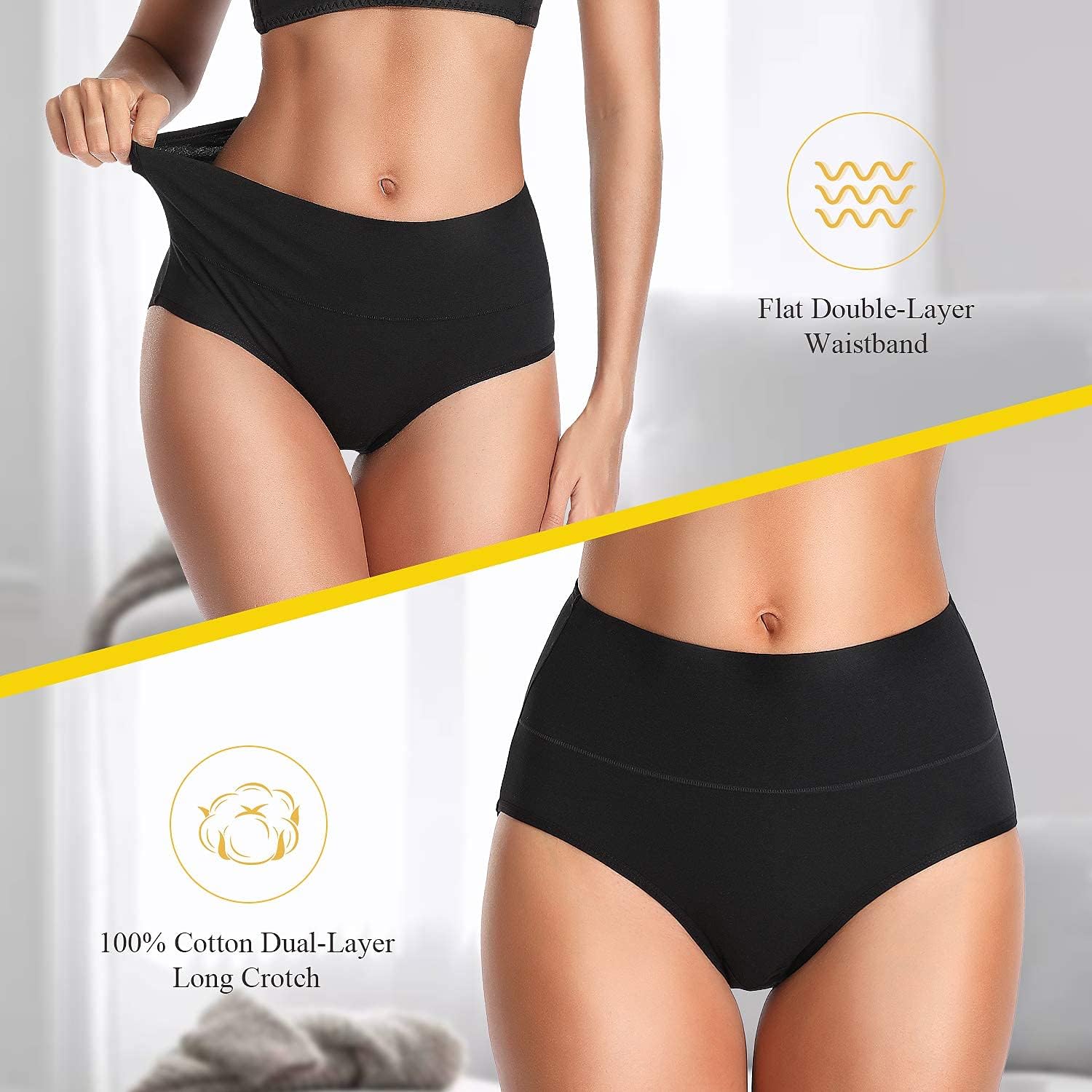 Womens Underwear,Cotton Mid Waist No Muffin Top Full Coverage Brief Ladies Panties Lingerie Undergarments for Women Multipack - Image 4