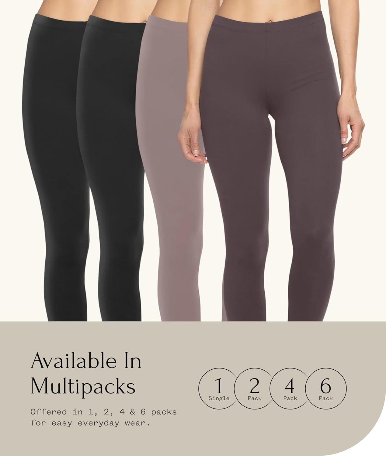 Felina Velvety Super Soft Lightweight Leggings 2 Pack - Yoga Pants, Workout Clothes - Image 2
