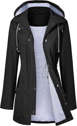 LOMON Raincoat Women Waterproof Lon...