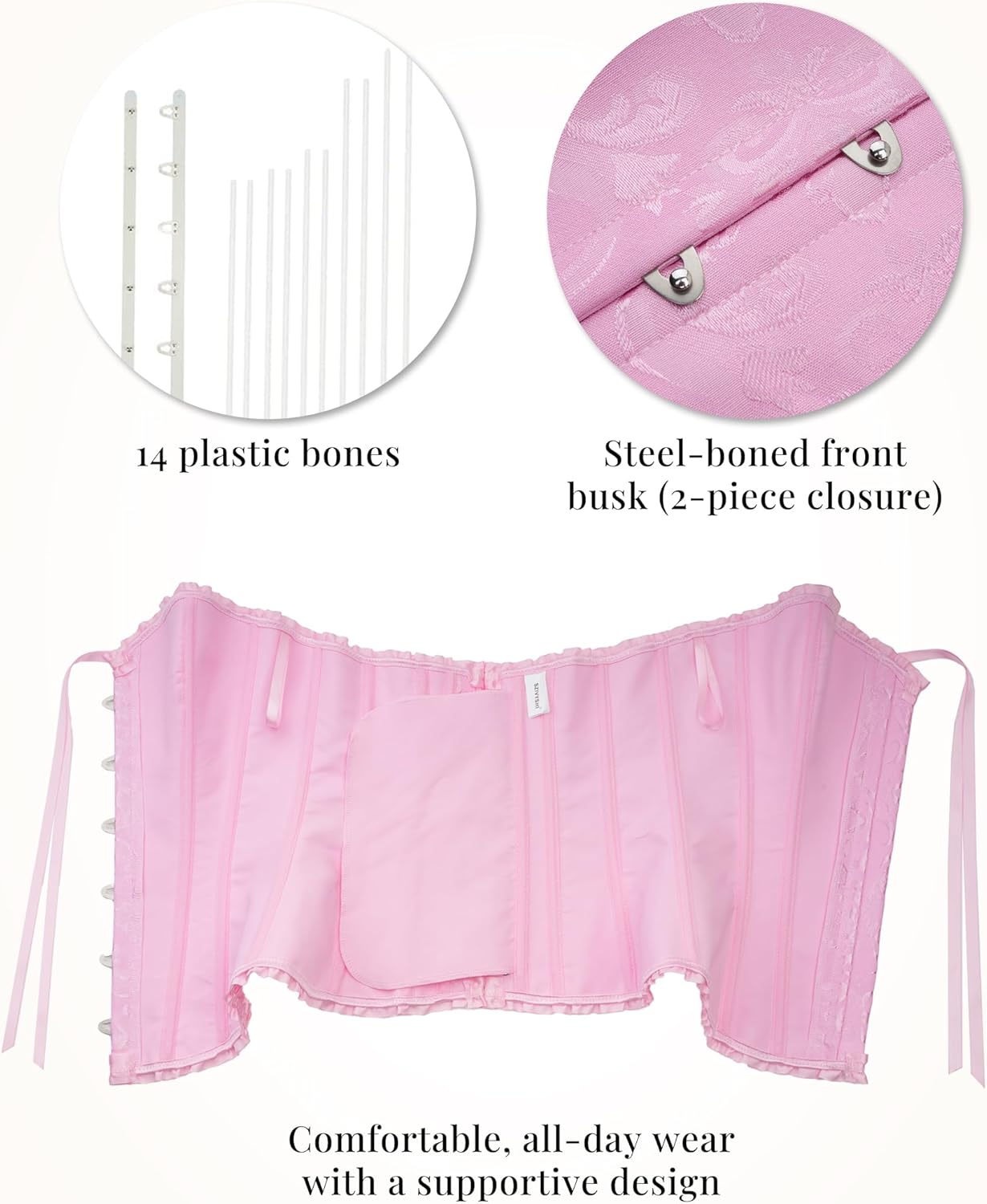 SZIVYSHI Corset Tops for Women, Bustier Shapewear Lingerie, Lace Waist Push Up Bodysuit - Image 5