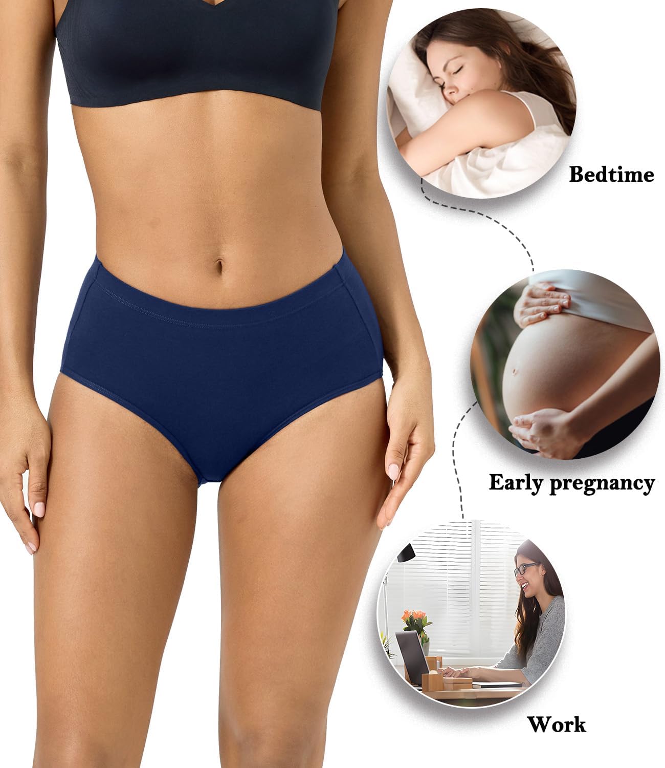 wirarpa Women's Cotton Underwear Full Coverage Cotton Briefs 5 Pack - Image 2
