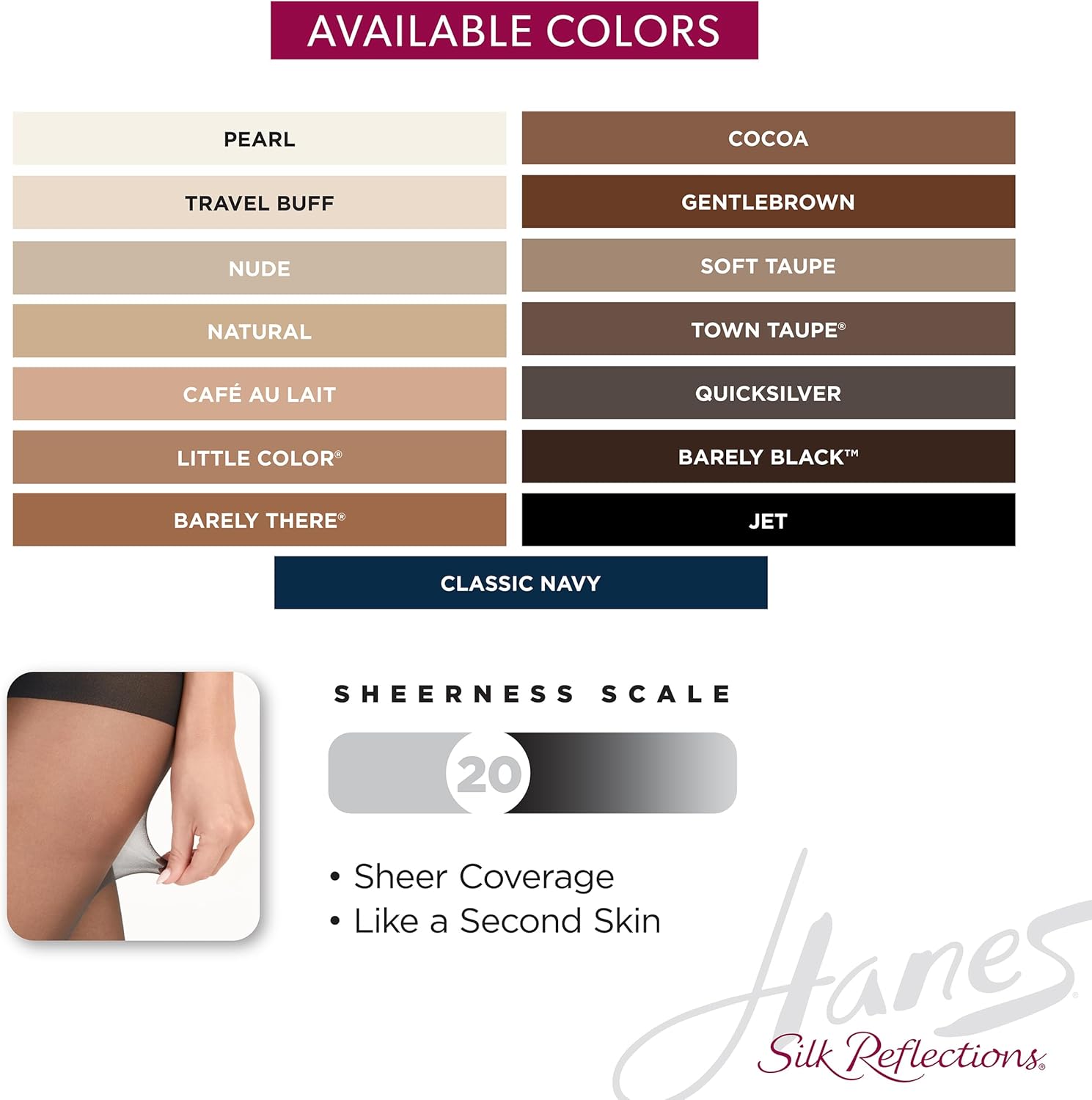 Hanes Silk Reflections Pantyhose Silky Sheer- Control Top- Reinforced Toe - Image 5