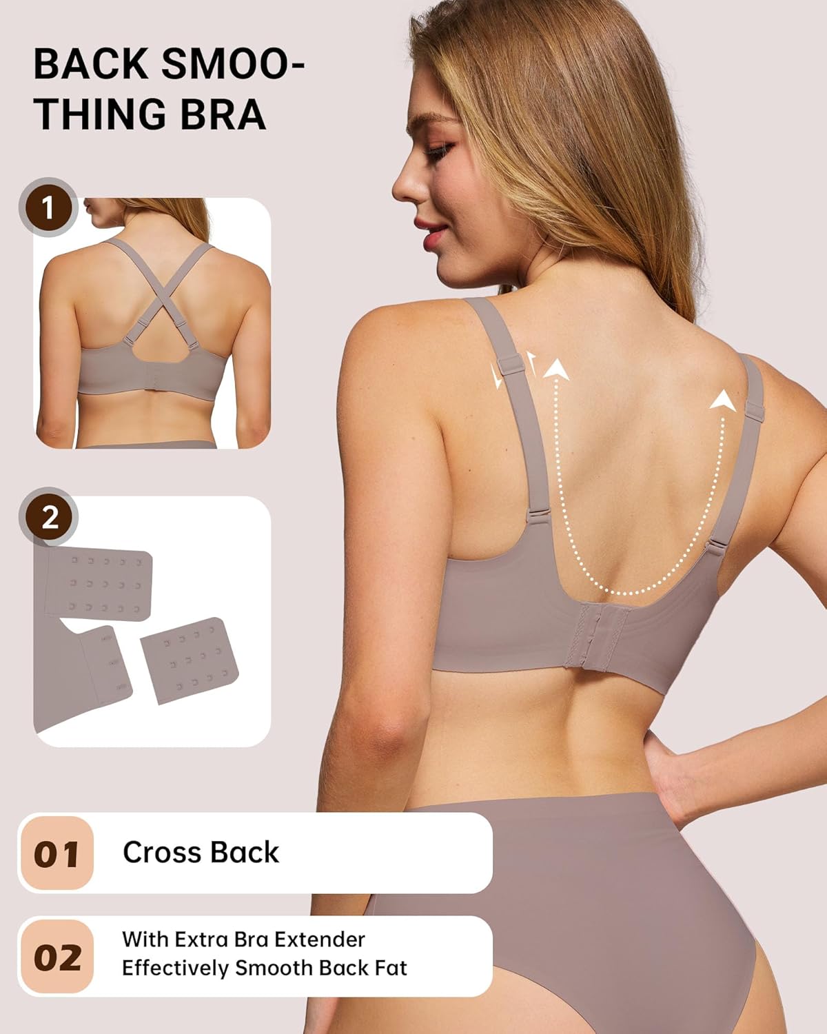 HORISUN Wireless No Underwire Bra for Women V-Neck Lace Trim Jelly Supportive Seamless Bra Comfortable Tshirt Bralette - Image 3