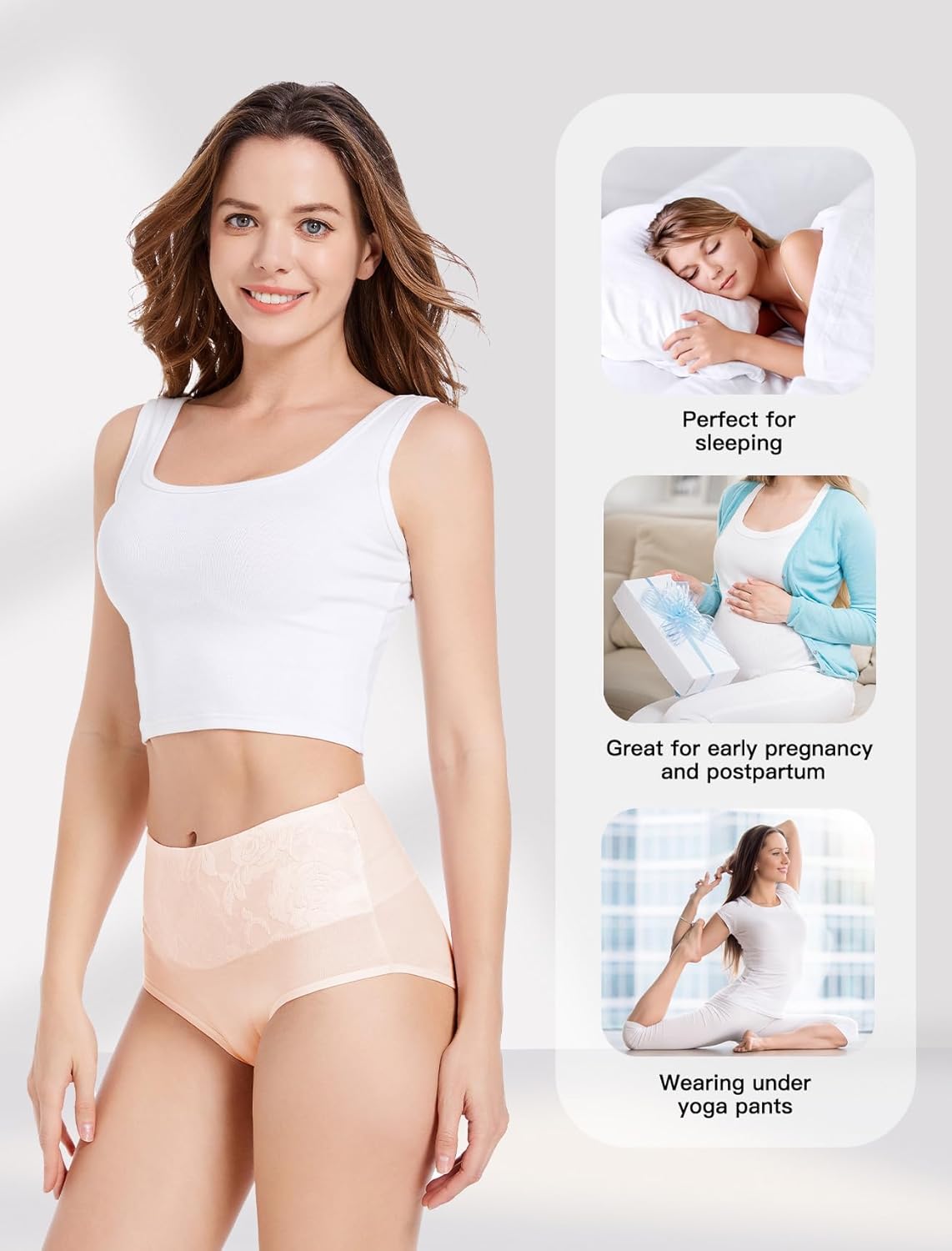 HAVVIS Women's Briefs Underwear Cotton High Waist Tummy Control Panties Rose Jacquard Ladies Panty Multipack - Image 6