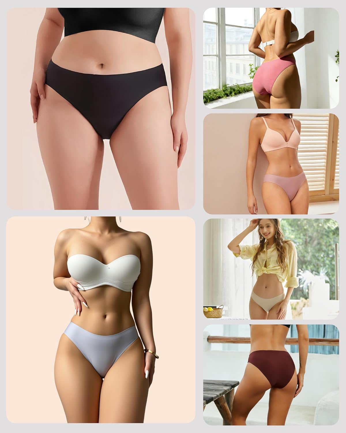 FINETOO 6 Pack Women’s Seamless Hipster Underwear No Show Panties Invisibles Briefs Soft Stretch Bikini Underwears XS-XL - Image 2