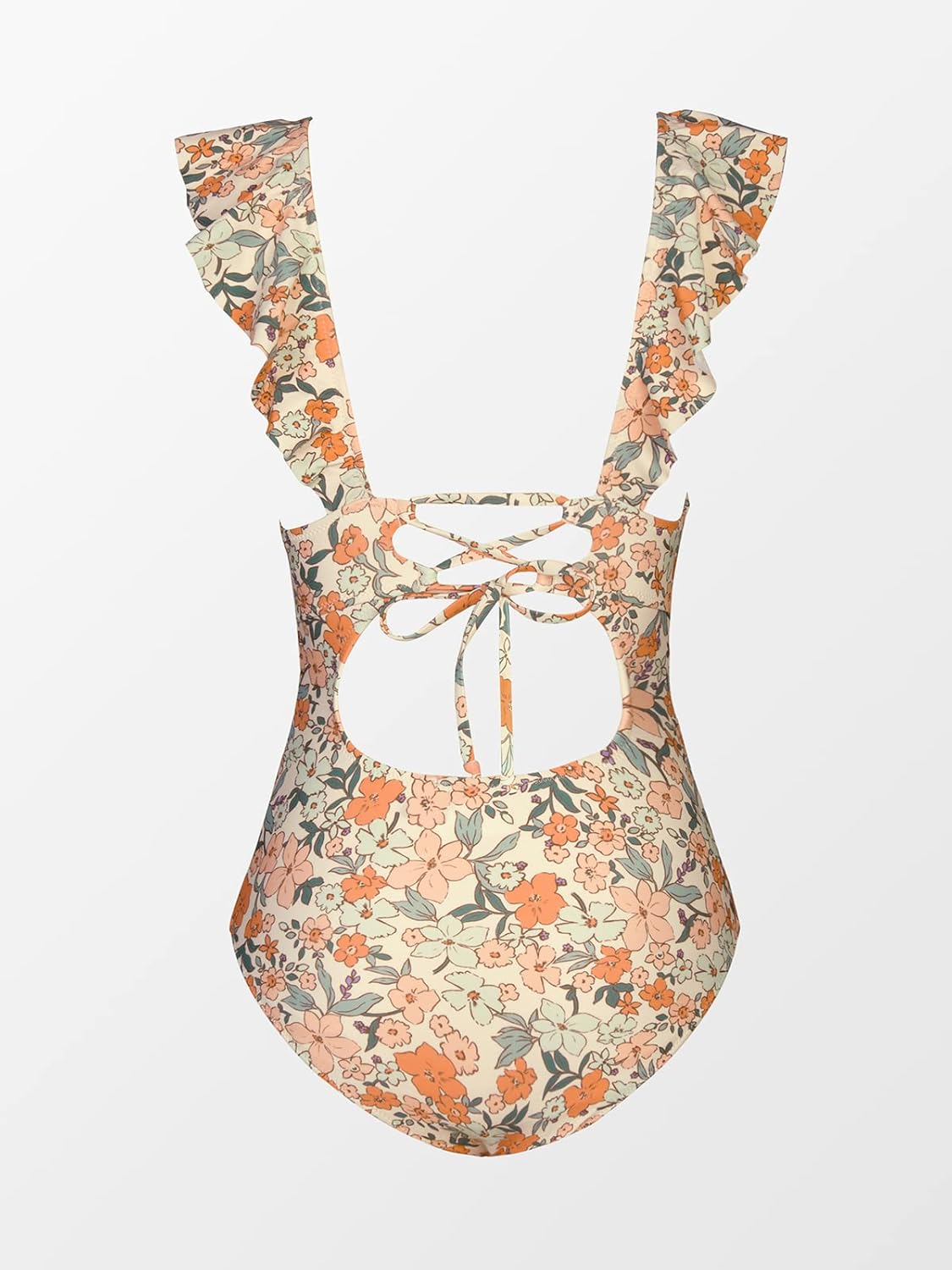 CUPSHE Women's Ruffled One Piece Swimsuit V Neck Lace Up - Image 4