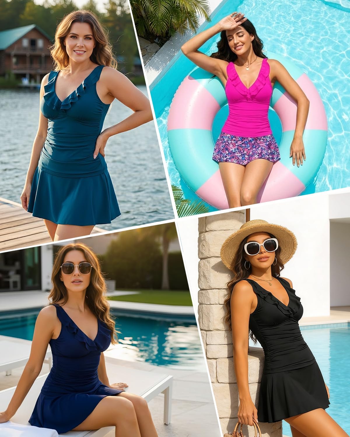 Aqua Eve Women Tankini with Skirt - Tummy Control Swimsuit Two Piece Bathing Suit Ruffle Swimwear Ladies Swim Suit - Image 5