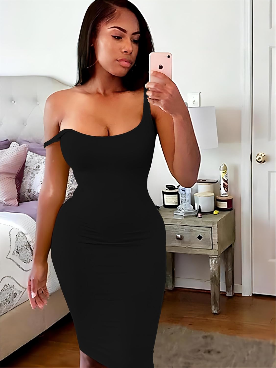 Nimsruc Women Casual Sexy Tank Top Bodycon Dress Summer Pencil Sleeveless Basic Midi Club Dresses - Image 2