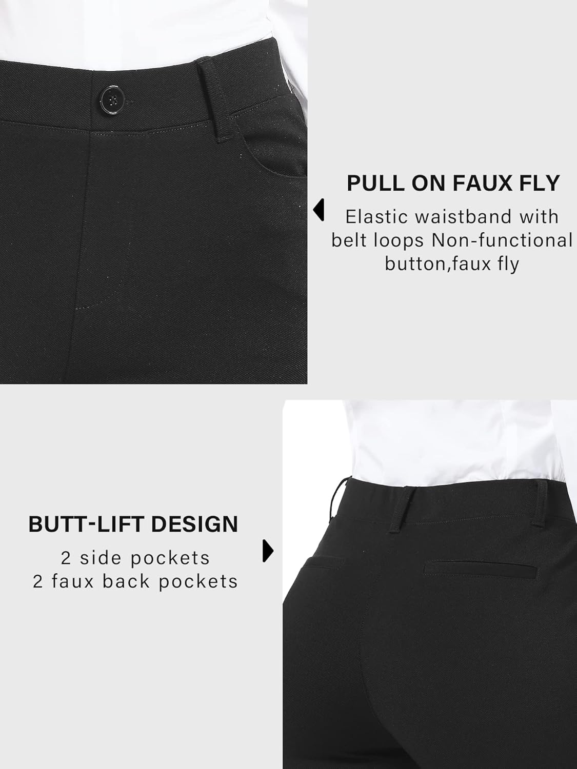 Stelle Women 28"/30"/ 32" Bootcut Dress Pants Business Casual Work Pants with Pockets Pull On Regular Slacks for Office - Image 4