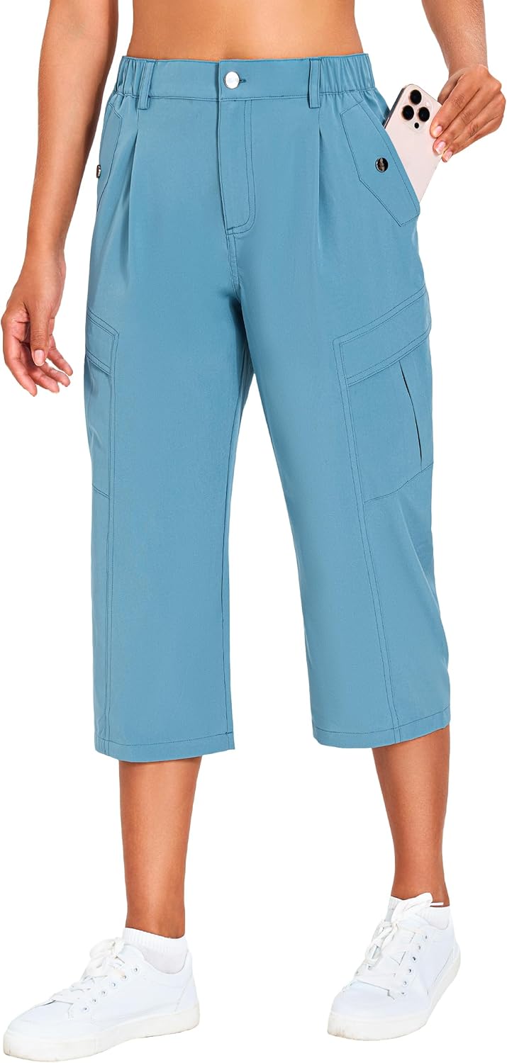 Women's Cargo Capris Lightweight Quick Dry Hiking Pants Water Resistant Summer Travel Pants with 6 Pockets 2026 - Image 2