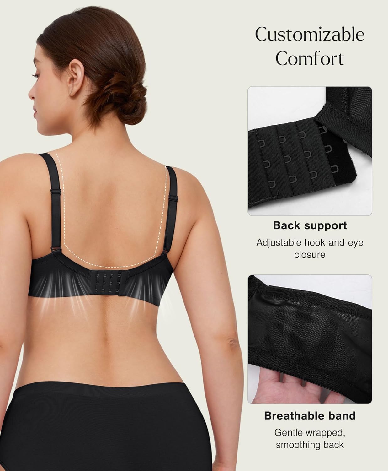 Popilush Bras for Women Lace Minimizer Underwire Bra, Unlined Full Coverage with Comfortable Lift for Large Bust - Image 4