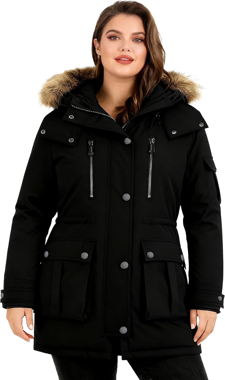 wantdo Plus Size Winter Coats for Women Parka Overcoat Warm Winter Jacket with Hood - Image 2