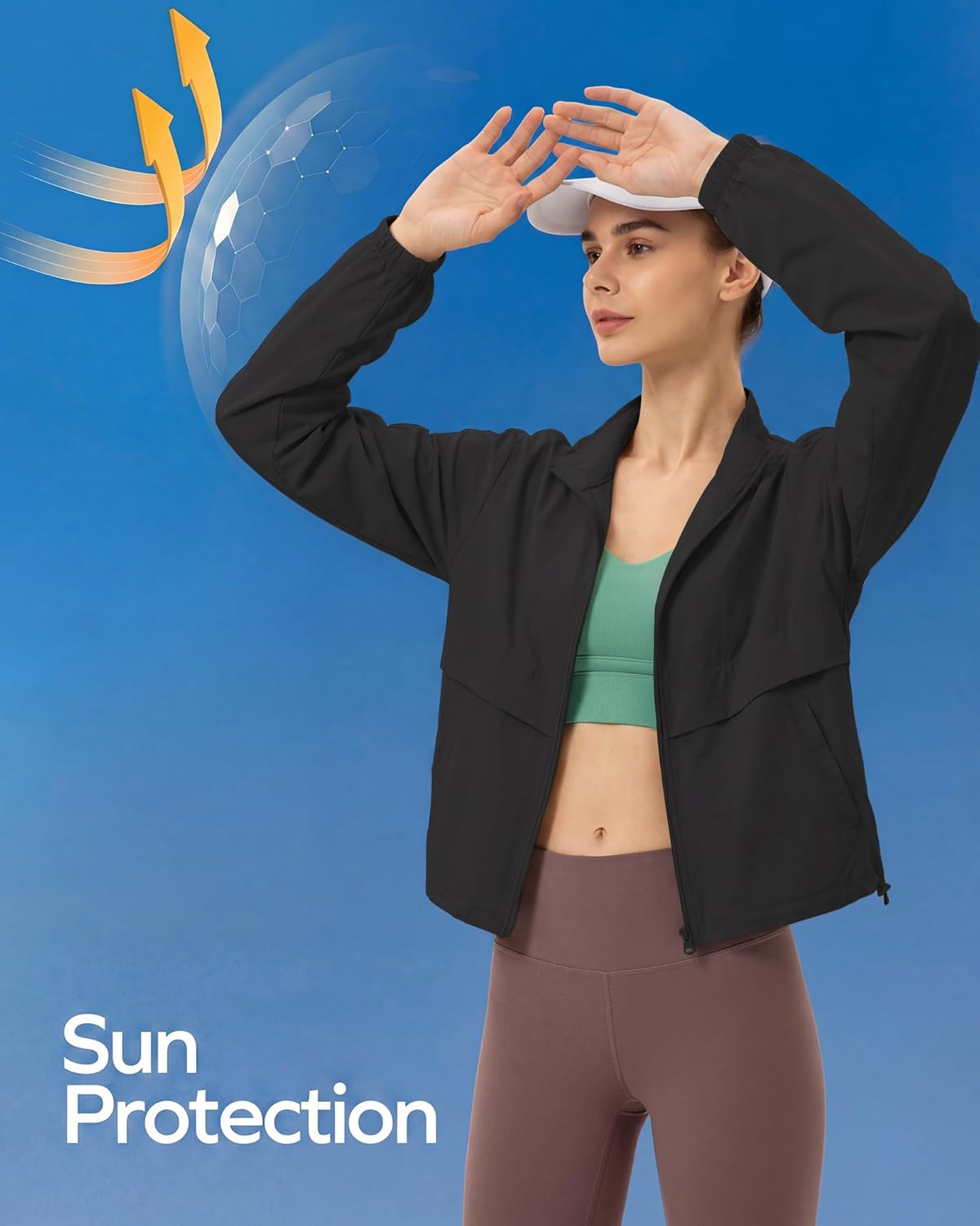 Gacaky Women's Lightweight Athletic Jacket Sun Protection Full Zip Long Sleeve Shirts Workout Track Jackets with Pocket - Image 5