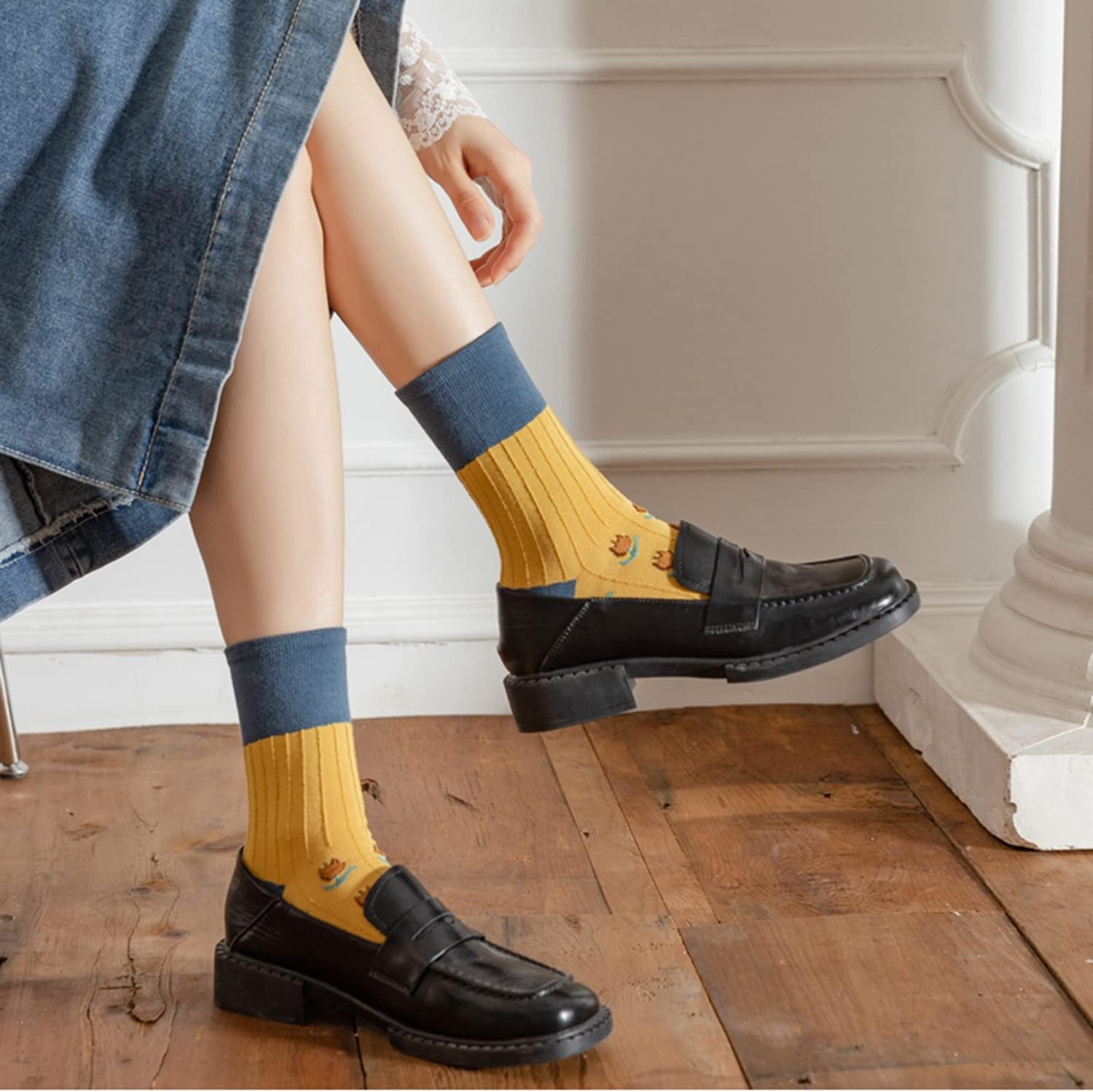 Womens Crew Socks Casual Cotton Socks Cute Fun Novelty Girl Thin Dress Socks 3/5/6 Pack - Image 2
