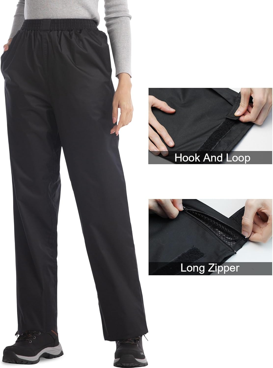 iCreek Women's Rain Pants Waterproof Hiking Pants Windproof Lightweight Over Pants Work Rain Outdoor for Golf, Fishing - Image 4