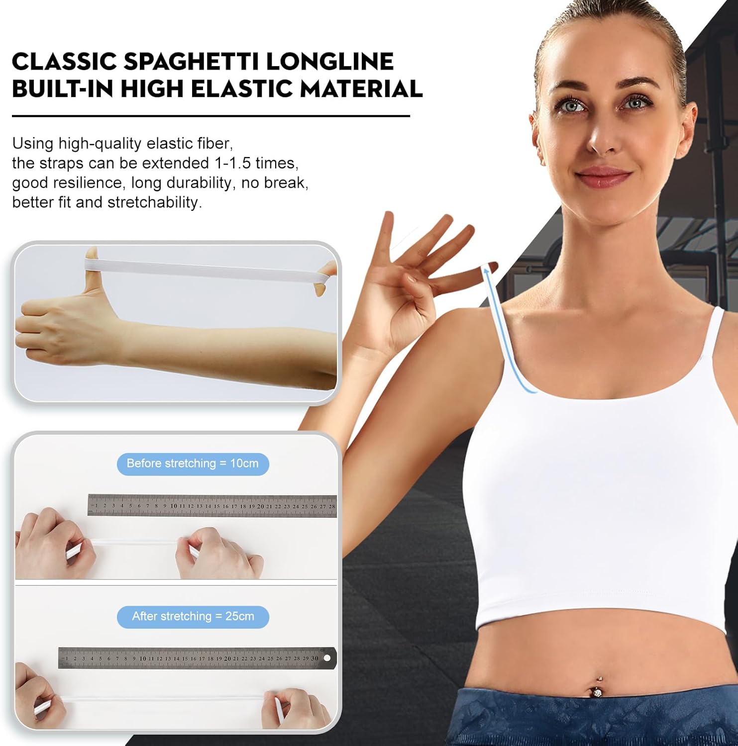 ECOPARTY Wirefree Padded Yoga Sports Bra for Women - Moisture Wicking Quick Dry Workout Crop Tank Camisole - Image 4