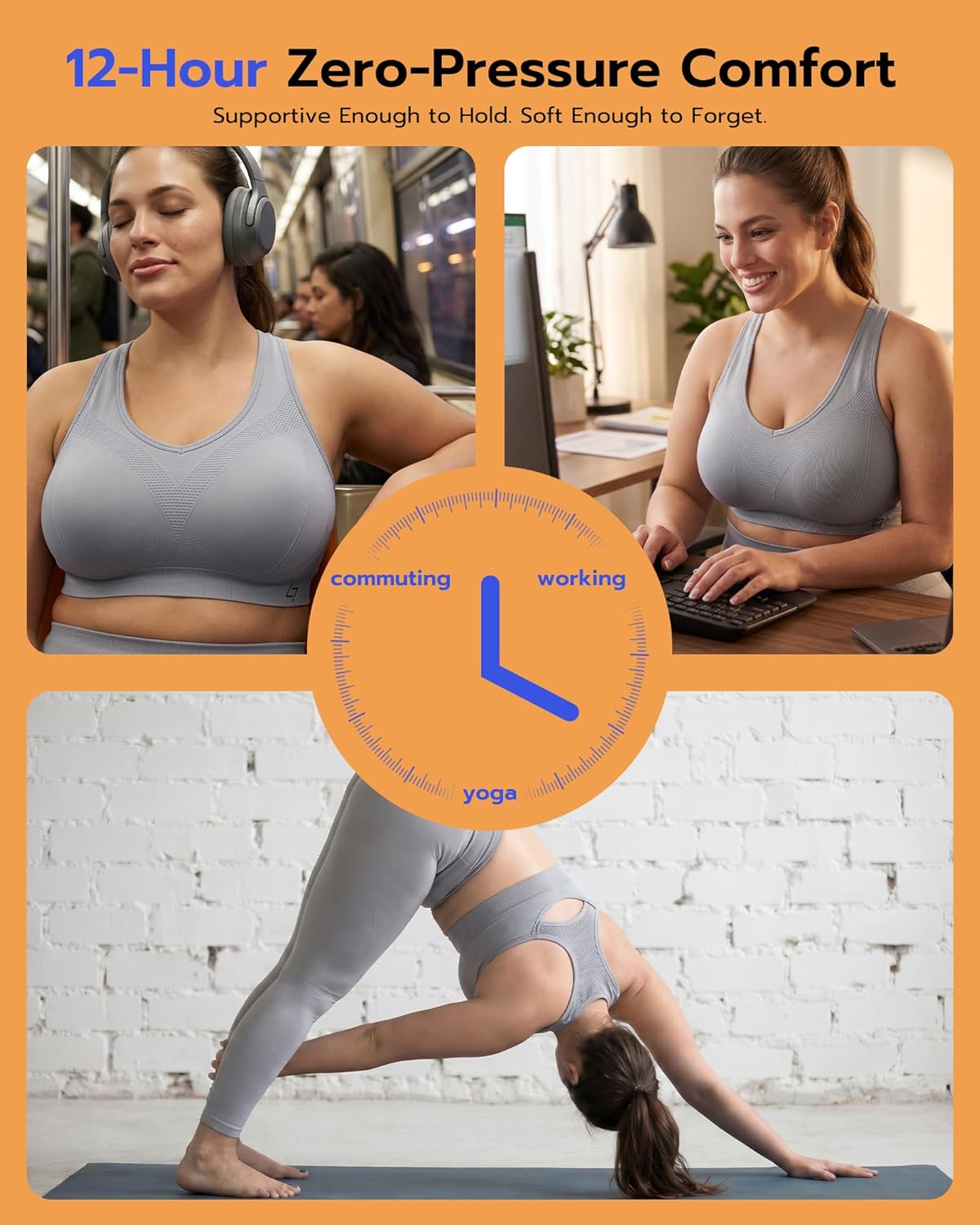 FITTIN Racerback Sports Bras for Women - Padded Comfortable Seamless Support for Yoga Workout Gym - for Plus Size Large Bust - Image 3