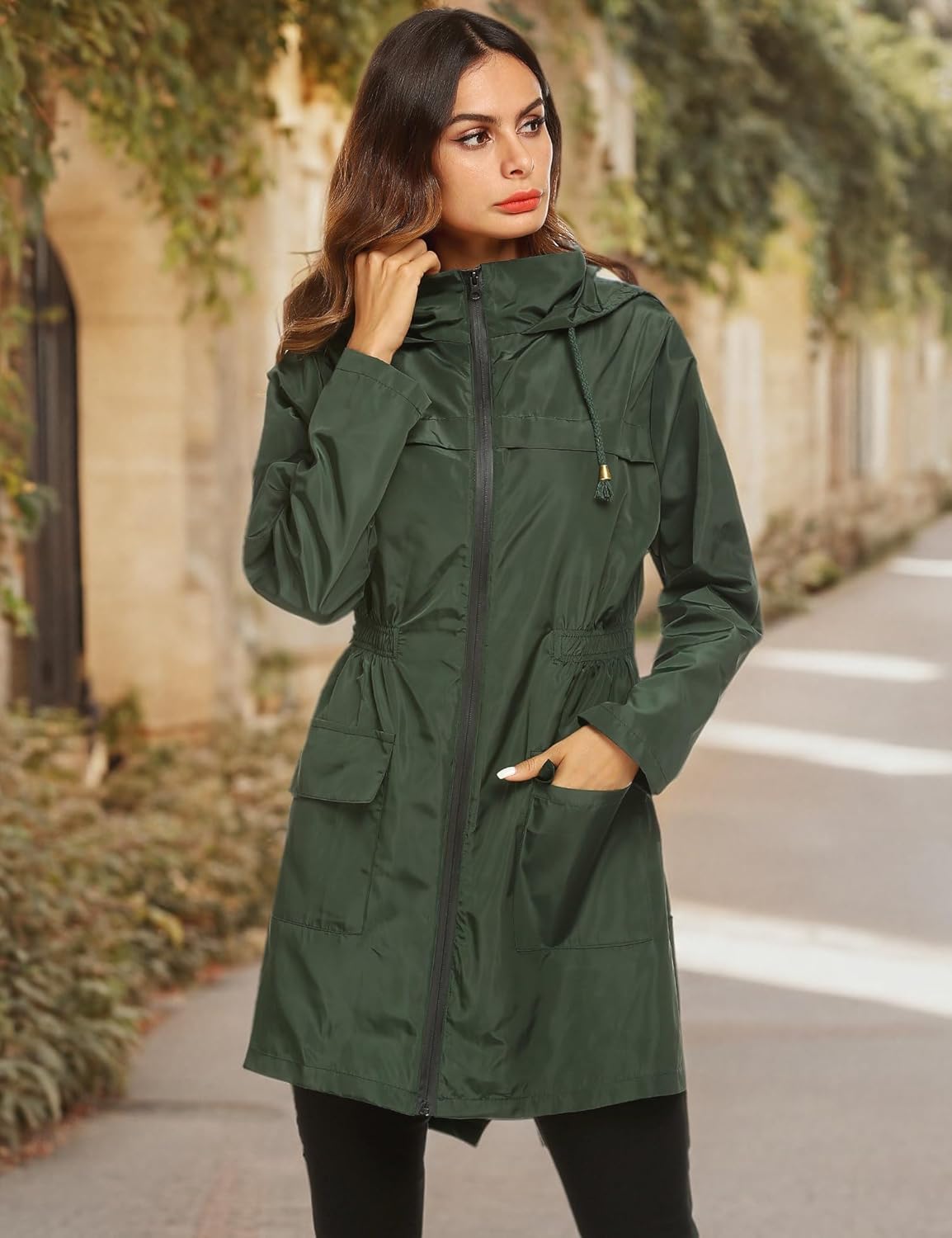 Lomon Women Waterproof Lightweight Rain Jacket Active Outdoor Hooded Raincoat - Image 7