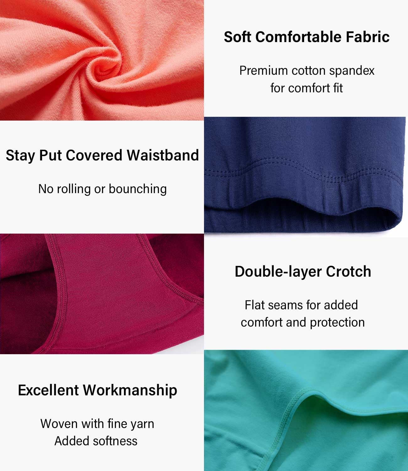 wirarpa Women's Cotton Underwear Full Coverage Cotton Briefs 5 Pack - Image 4