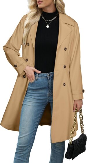 Simplee Womens Trench Coat Double-B...
