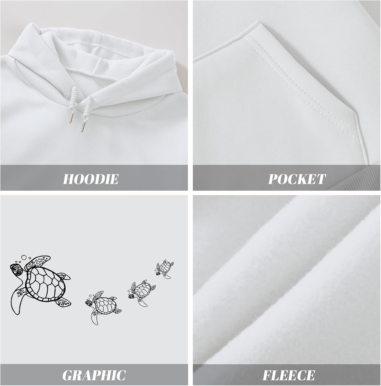Cute Sea Turtle Hoodies for Women Oversized Ocean Hoodie Aesthetic Graphic Sweatshirts Casual Fleece Pullover Tops - Image 6