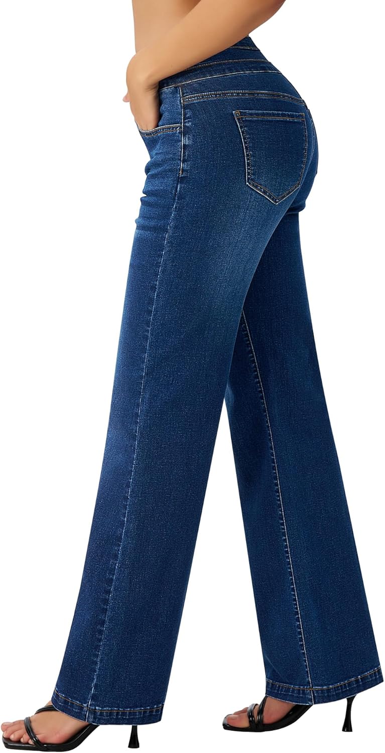 roswear Women's Wide Leg Jeans Casual High Waisted Stretch Baggy Loose Denim Pants - Image 4