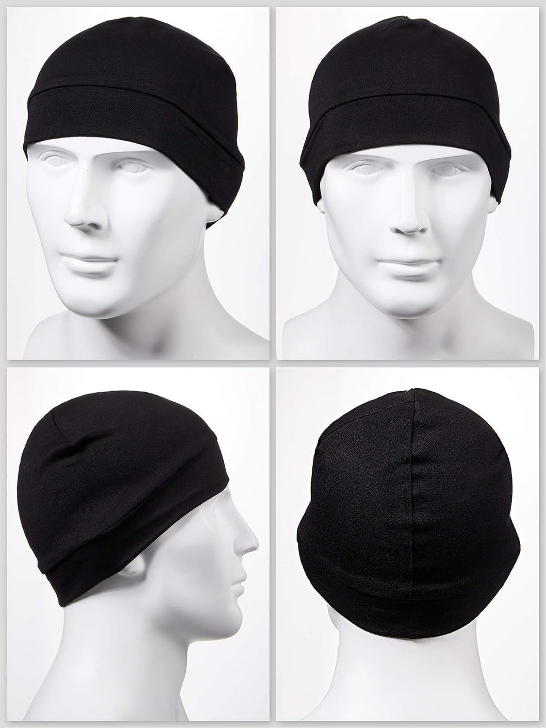 Syhood 4 Pcs Cotton Skull Caps for Men Women Breathable Beanie Thin Sleep Hat Night Running Cap Helmet Liner for Cycling Gym - Image 4