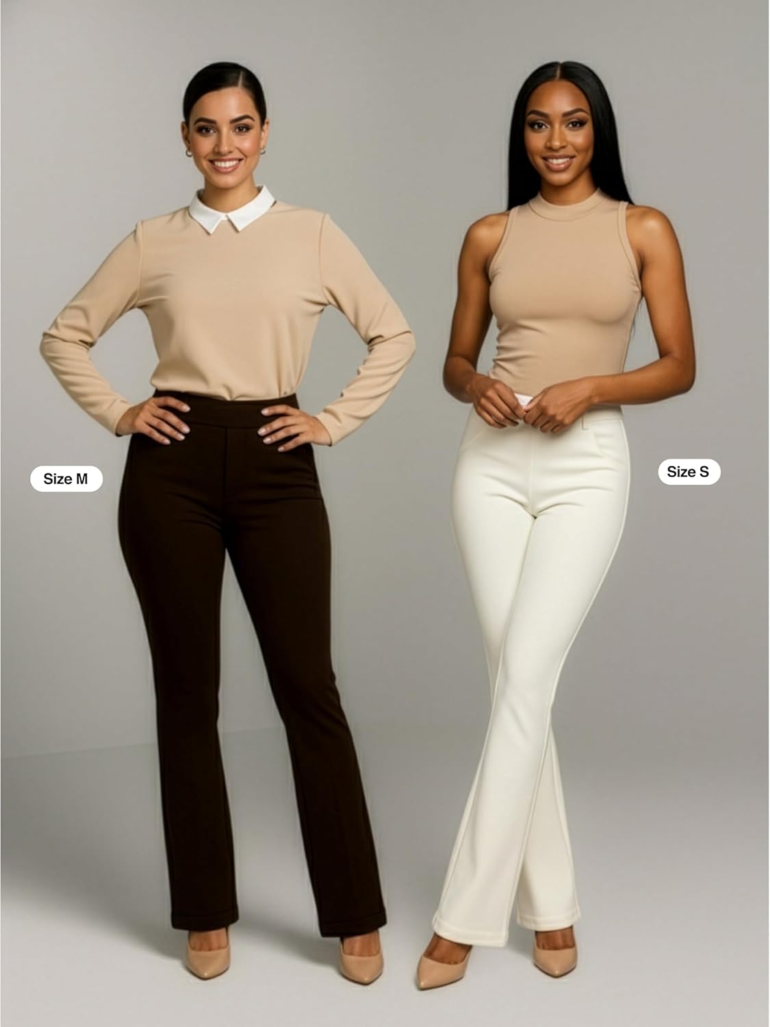 Stretch Slacks for Women - Wear to Work - Tummy Control Waistband - Bootcut Dress Pants with Pockets (Available in Plus Size) - Image 2
