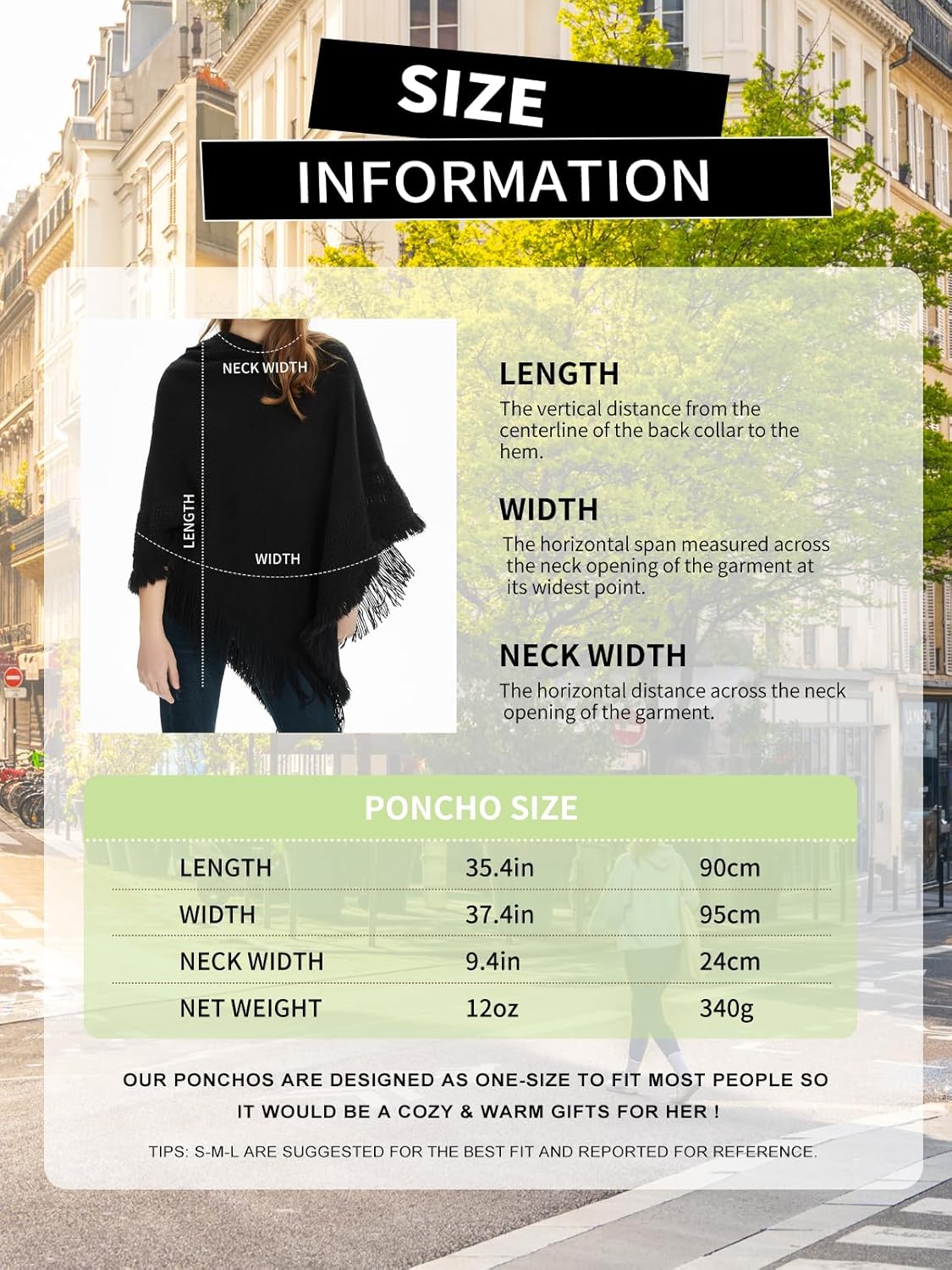 Ferand Ladies' Hooded Cape with Fringed Hem, Crochet Poncho Knitting Patterns for Women - Image 6