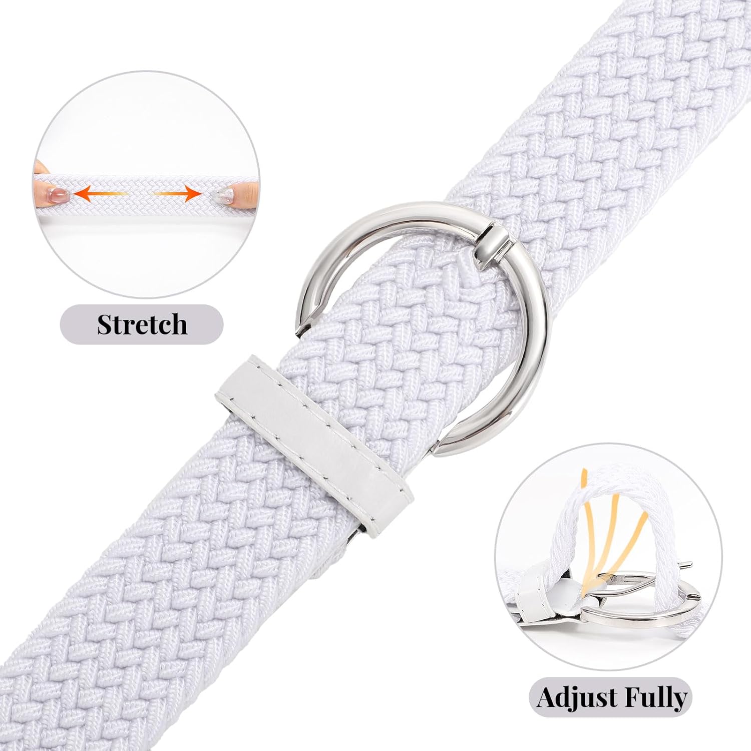 JASGOOD Women Men Braided Woven Elastic Stretch Waist Belt Golf Canvas Fabric Casual Belt for Jeans Pants - Image 2