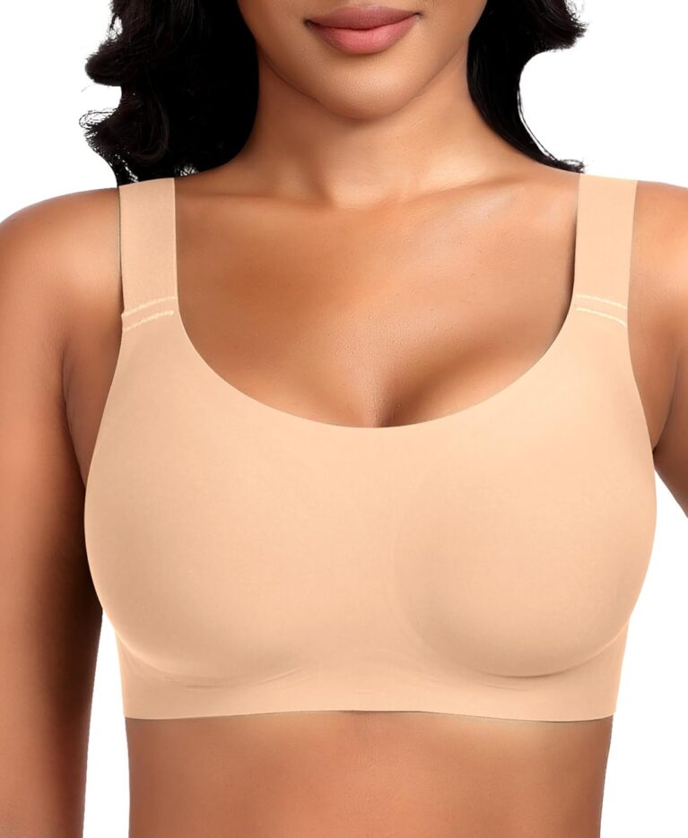 Wireless Jelly Seamless Bras for Women No Underwire Tshirt Full Coverage Padded Bra Comfortable Everyday Bralettes