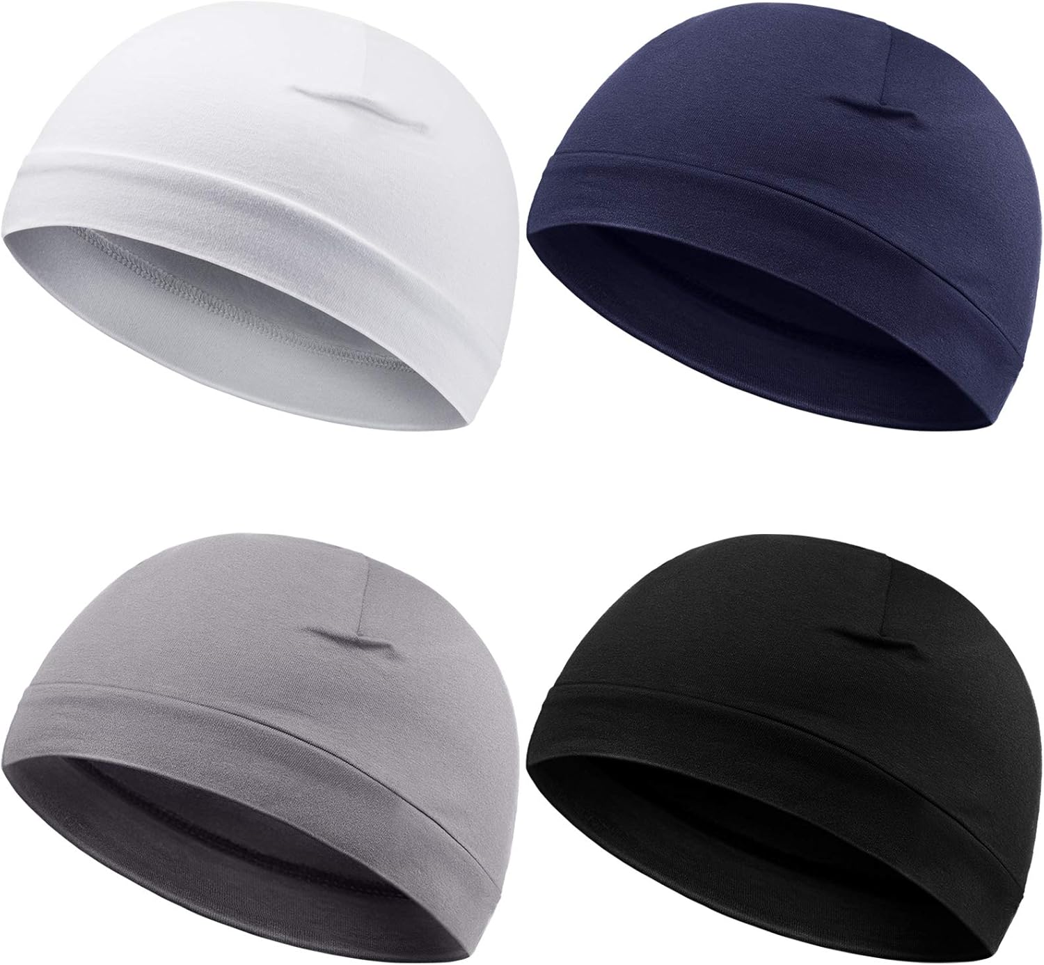 Syhood 4 Pcs Cotton Skull Caps for Men Women Breathable Beanie Thin Sleep Hat Night Running Cap Helmet Liner for Cycling Gym