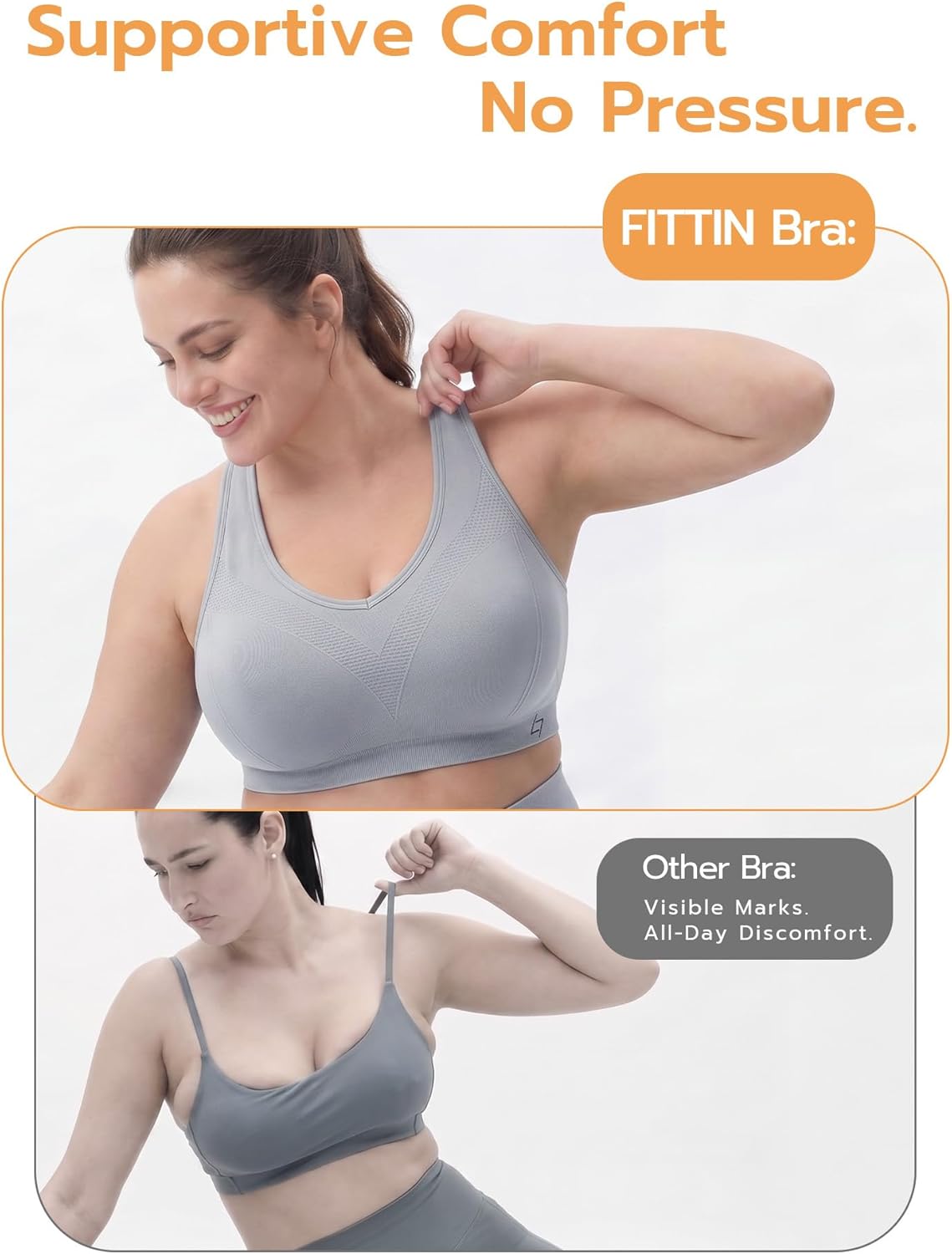 FITTIN Racerback Sports Bras for Women - Padded Comfortable Seamless Support for Yoga Workout Gym - for Plus Size Large Bust - Image 2