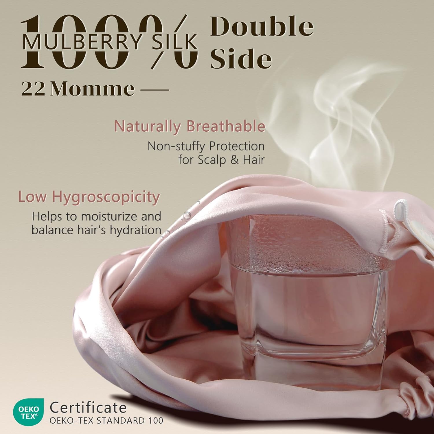 ZIMASILK 22 Momme 100% Mulberry Silk Bonnet for Sleeping & Women Hair Care, Highest Grade 6A Silk Hair wrap for Sleeping with Premium Elastic Stay On Head (1Pc, Pink) - Image 2