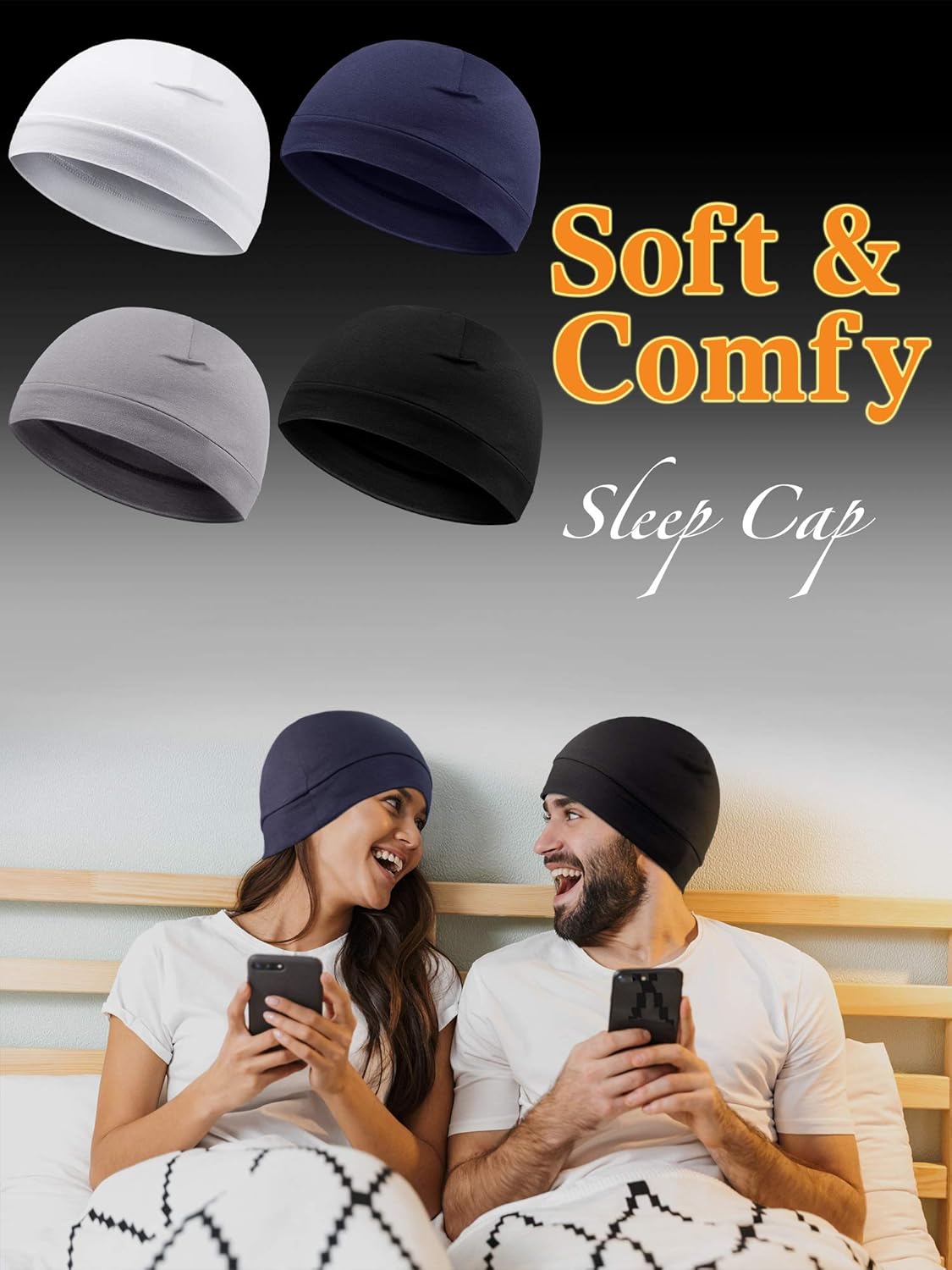 Syhood 4 Pcs Cotton Skull Caps for Men Women Breathable Beanie Thin Sleep Hat Night Running Cap Helmet Liner for Cycling Gym - Image 6
