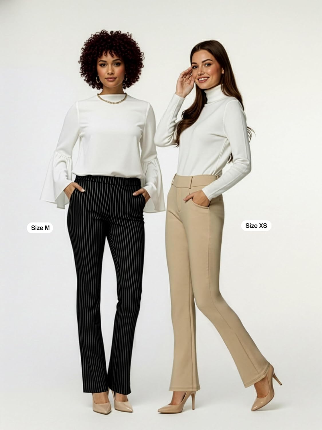 Stretch Slacks for Women - Wear to Work - Tummy Control Waistband - Bootcut Dress Pants with Pockets (Available in Plus Size) - Image 2
