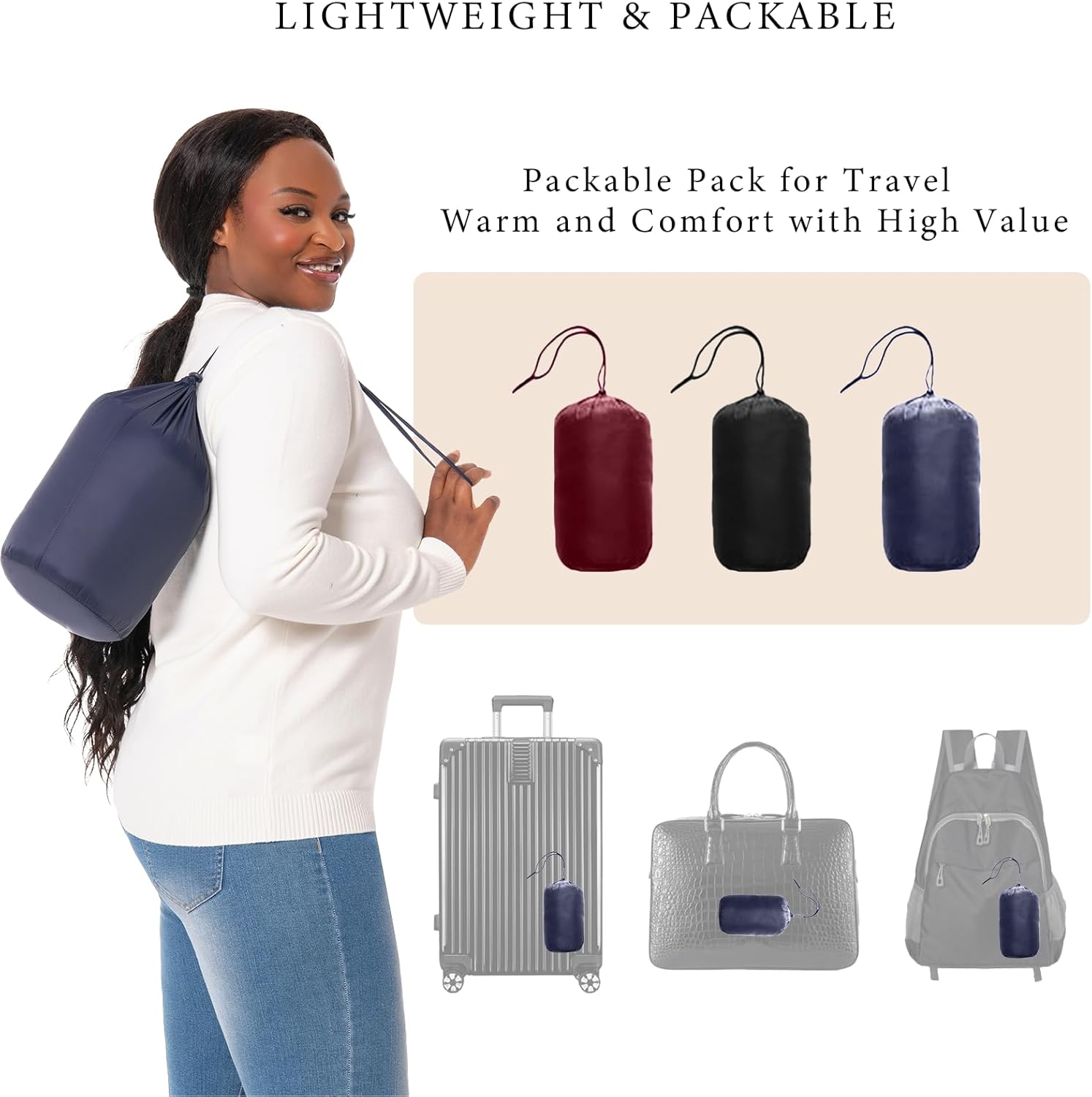 Women's Plus Size Packable Puffer Jacket 1X-6X Lightweight Winter Puffer Coat - Image 6