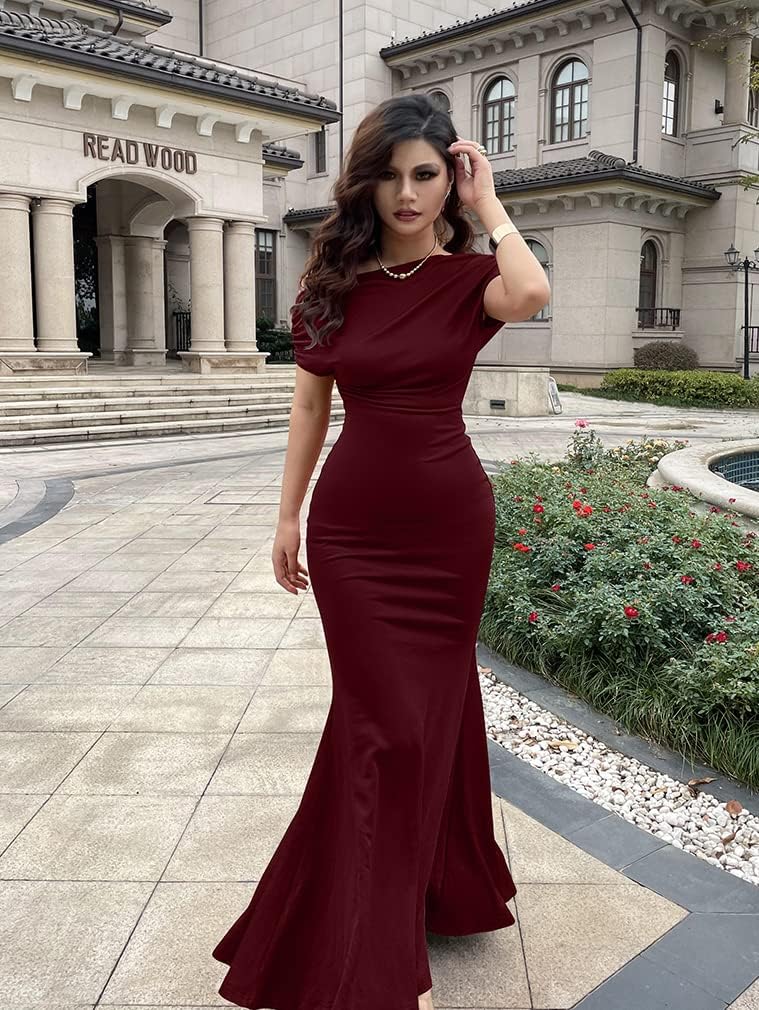 YMDUCH Women's Elegant Sleeveless Off Shoulder Bodycon Long Formal Party Evening Dress - Image 3