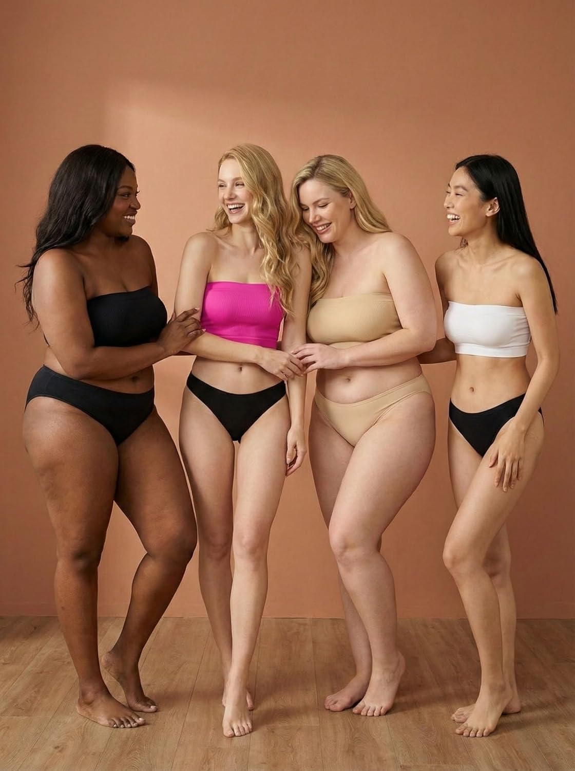 newnice Women's Strapless Bandeau Bra - 4 Pack No Padding Seamless Tube Top Wireless Bralette for Everyday Wear Yoga Sleeping - Image 7