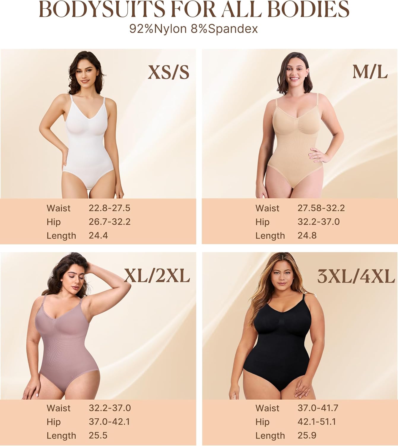 BRABIC Womens' Seamless Sleeveless V-Neck Bodysuit Shapewear Tummy Control - Image 5