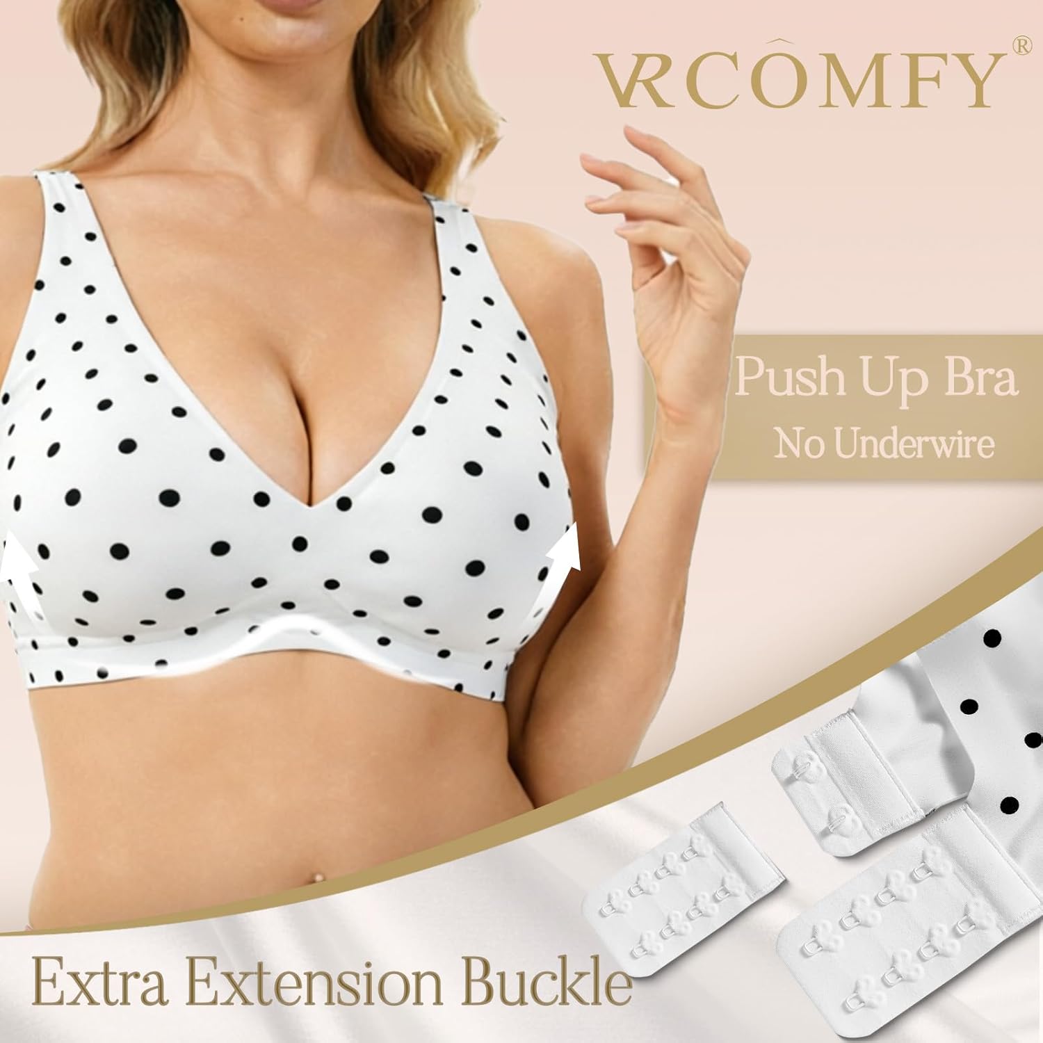 Jelly Wireless Bra Deep V Push Up Seamless T-Shirt Comfortable Plunge No Underwire Bras with Adjustable Straps Everyday Bras - Image 2