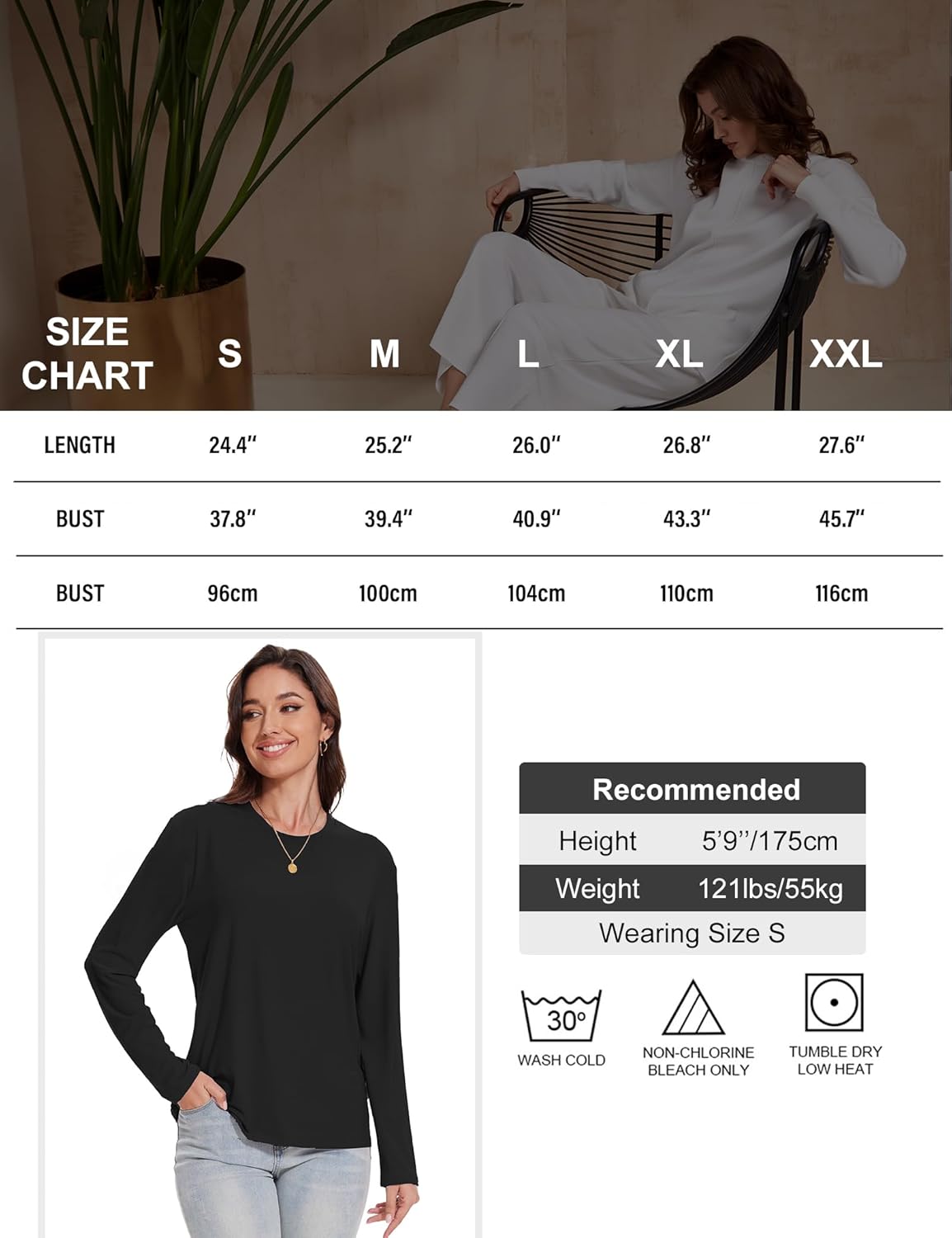 Kinglaman 4 Pack Womens Long Sleeve Shirts Tops Loose Fit Basic Crew Neck Tee T Shirts Ultra Soft Blouses Tops - Image 6