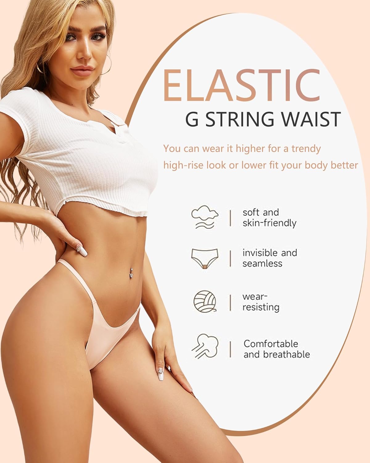 UNDER THE SEA 10 Pack G String Thongs for Women Seamless Underwear Low Rise No Show Thong Stretch Womens Panties Sexy XS-2XL - Image 3