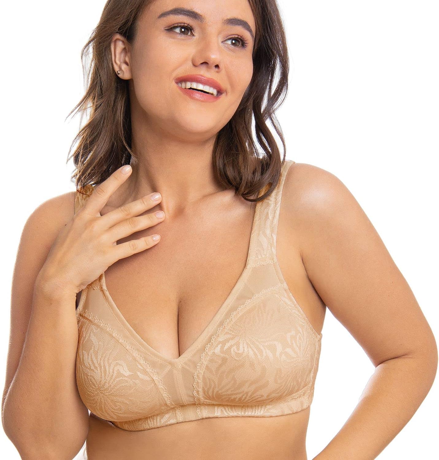 Wingslove Women's Full Coverage Non Padded Comfort Minimizer Wire-Free Bra Plus Size - Image 2