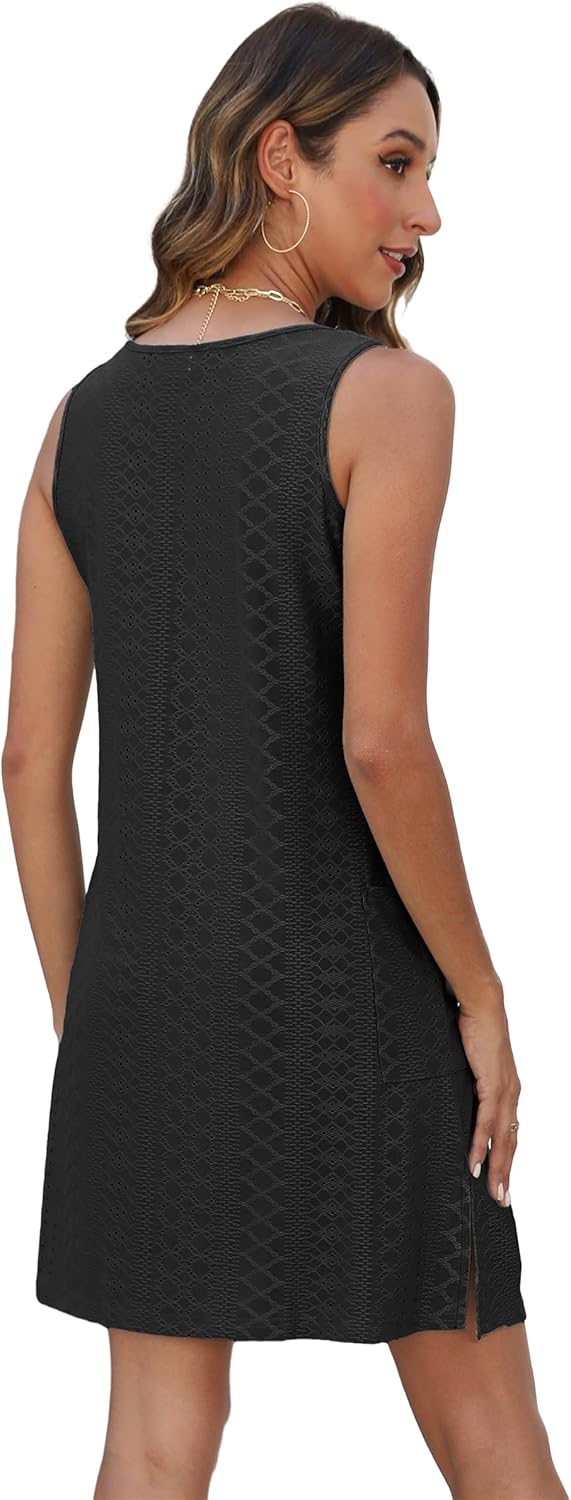 BKRIVE Coverup Summer Dresses for Women 2026 Eyelet Casual Loose Sleeveless Sundresses Tank Dresses with Pockets - Image 5