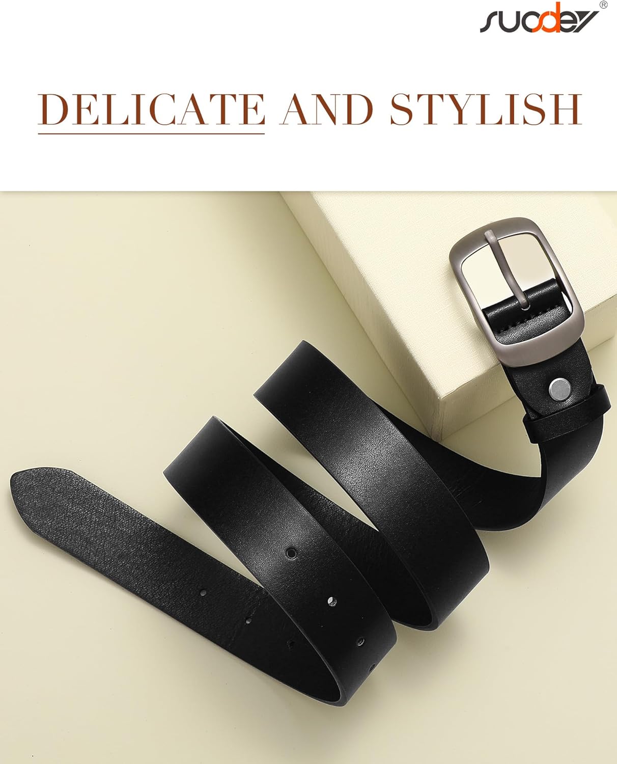 SUOSDEY Women Belts For Jeans Dresses Pants Ladies Leather Waist Belt with Elegant Buckle, Width 1.3" - Image 5