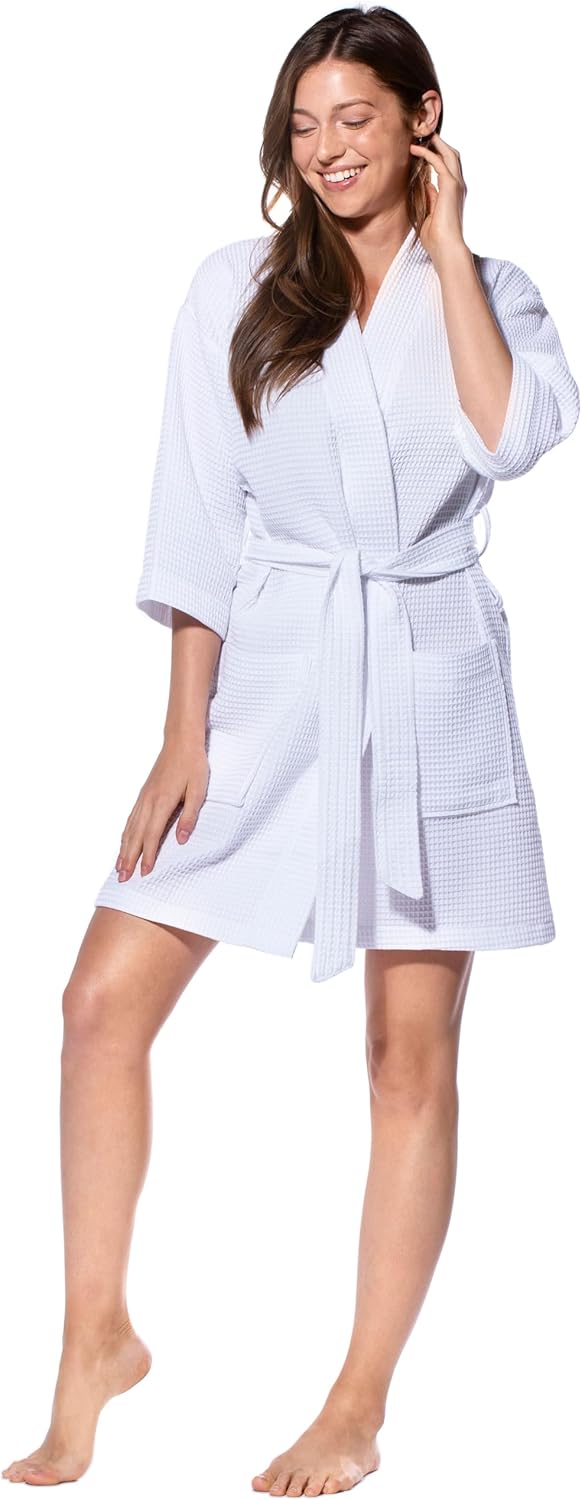 Turquaz Lightweight Short Robes For Women Waffle Kimono Bathrobe - Soft, Fast-Drying, Long-Lasting Cotton Blend - Image 3